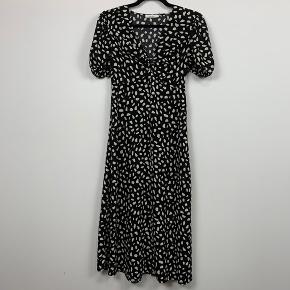 Idem Ditto Spotted Print Midi Dress in Black/White - Picture 2 of 5